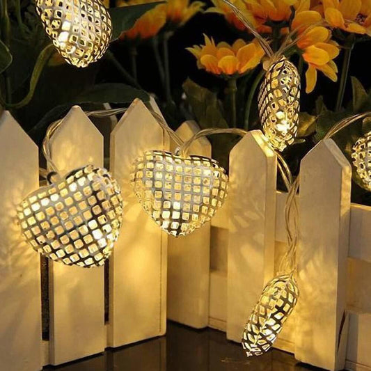 DecorTwist LED Matel Rice Light for Home and Office Decor| Indoor & Outdoor Decorative Lights|Diwali |Wedding | Diwali | Wedding | 3.18 MTR (Metal Gold Heart)