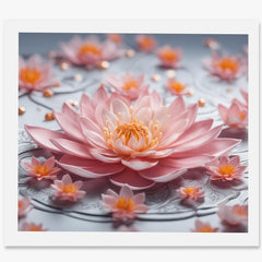 Vastu Shubharambh- Blooming Lotus Flowers Wall Frame For Home, Office Decor and Vastu remedy
