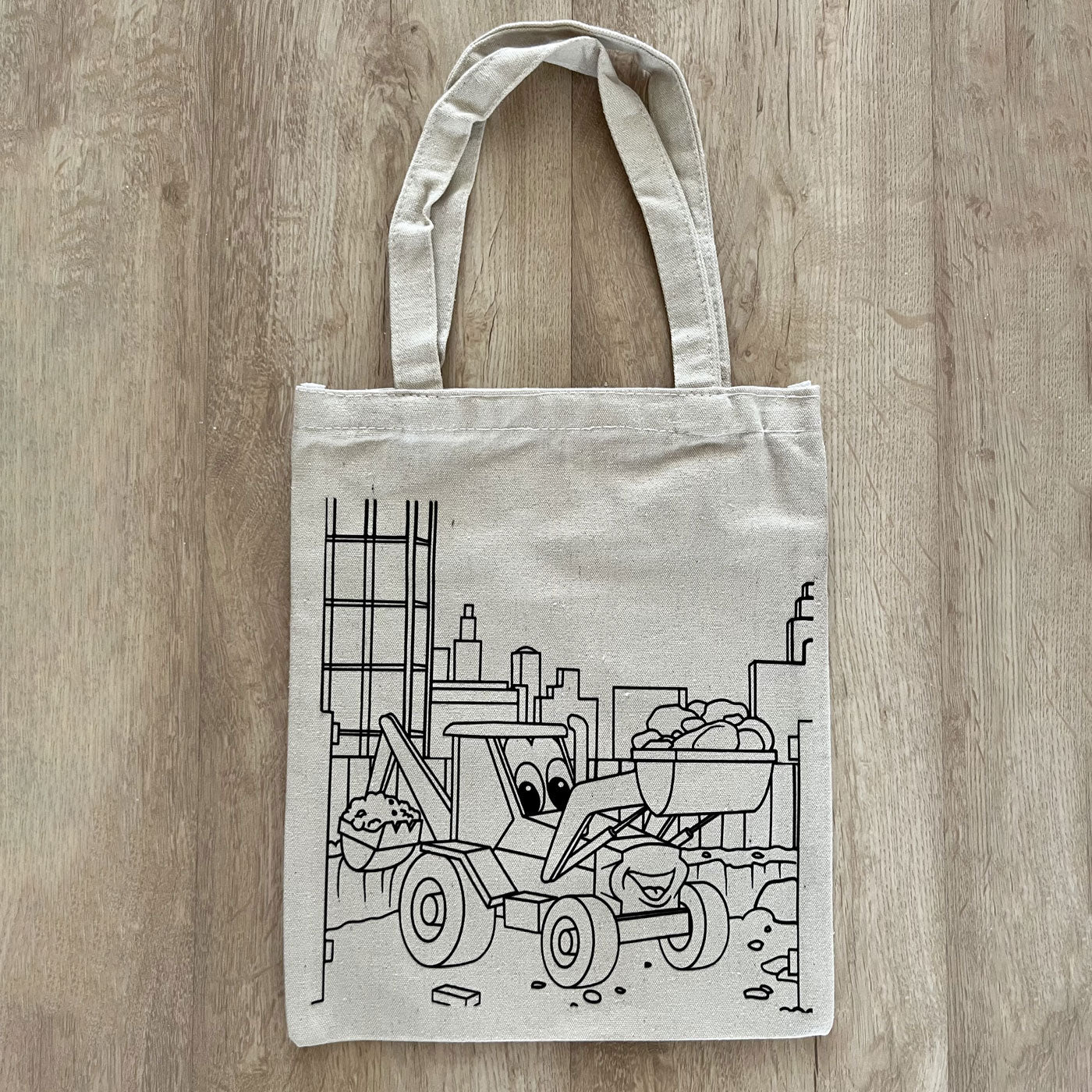 DIY Colouring Construction Site Tote Bag