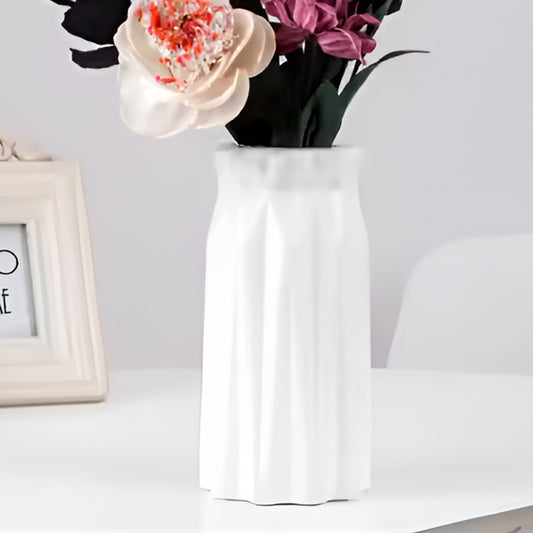 Plastic Flower Vases for Home Decor, Bedroom, Centrepiece Living Room, Office Decoration (White)