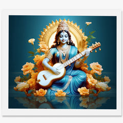 Vastu Shubharambh -Divine Saraswati Goddess of Knowledge Wall Frame For Office , Study Home, Vastu Remedy
