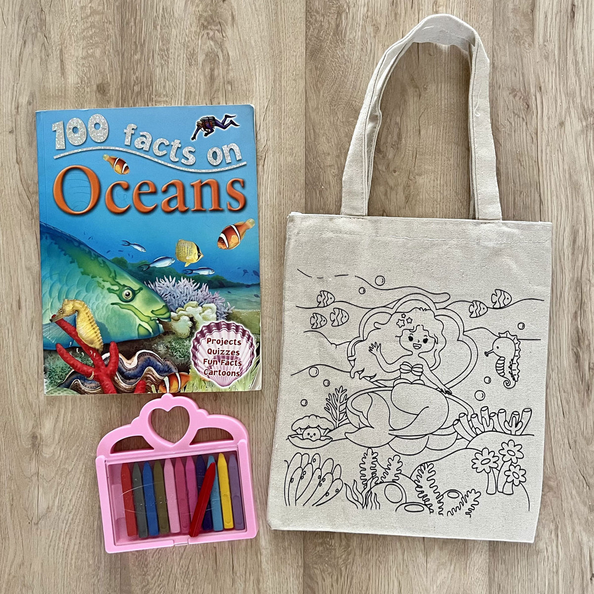 DIY Colouring 100 Facts On Oceans Tote Bag