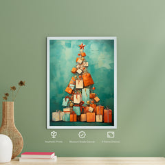 Artisan Tree with Gifts Canvas Wall Decor Masterpiece with Frame