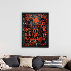 Artisan Canvas Wall Decor: Abstract Orange Family Elegance Masterpiece
