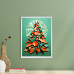 Artisan Christmas Tree Canvas Wall Decor with Frame – Colorful