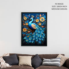 Artisan Peacock Bloom Canvas: Elegance in Wall Decor for Homes