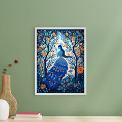 Blue Womcock Tree Aura: Artisan Canvas Wall Decor