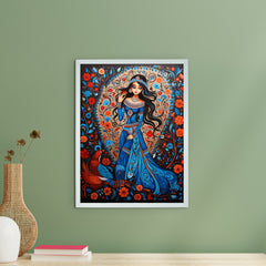 Artisan Canvas Wall Decor: Blue Girl Flower Aura Collection