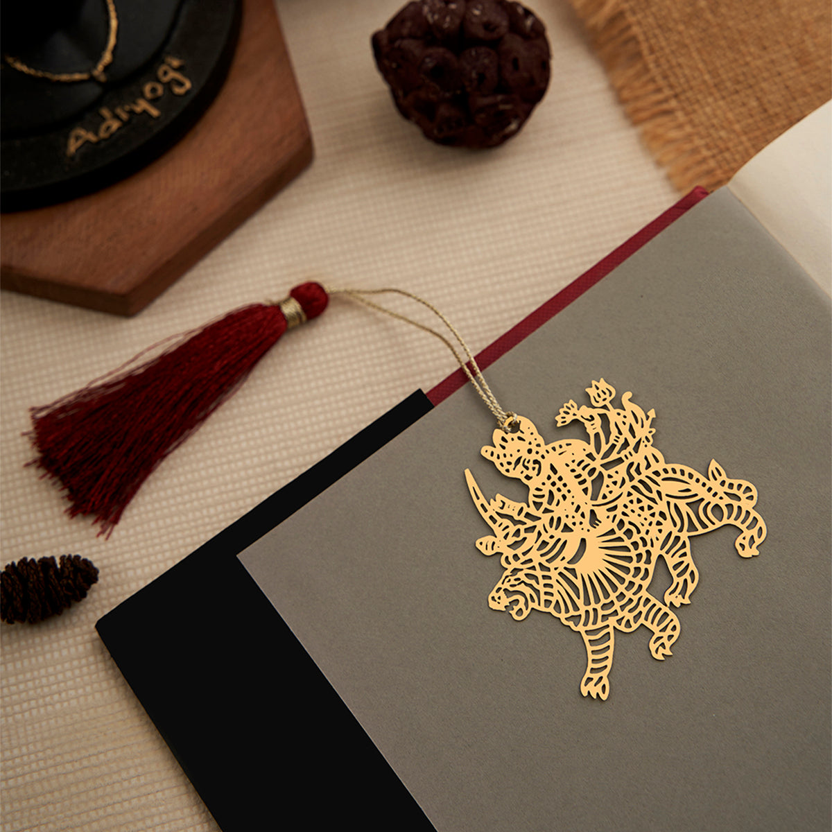 Brass Goddess Durga Design bookmark