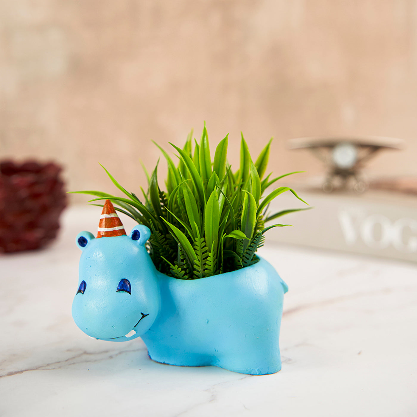 Blue Hippo Succulent Planter For Home Garden Office Desktop