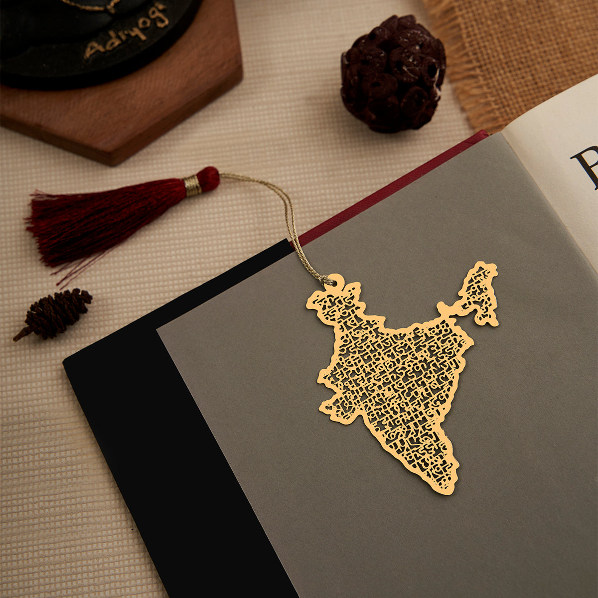 Brass India Map Design bookmark