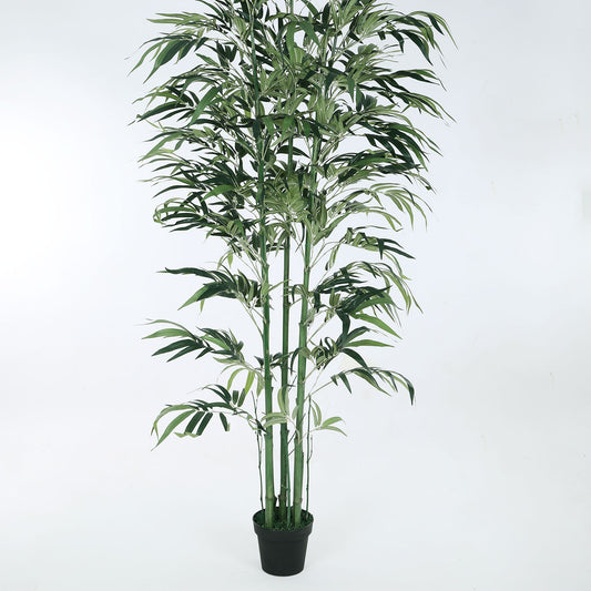 Artificial Green Bamboo Plant for Home Decor/Office Decor/Gifting | Natural Looking Indoor Plant (With Pot, 210 cm)