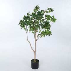 Artificial Cherry Laurel Plant in a Black Pot for Interior Decor/Home Decor/Office Decor (125 cm Tall, Green)