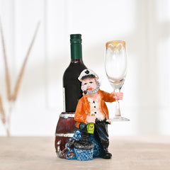 Resin Wine,Beer Bottle Stand Statue Wine Bottle and Glass Holder Showpiece(Multicolor)