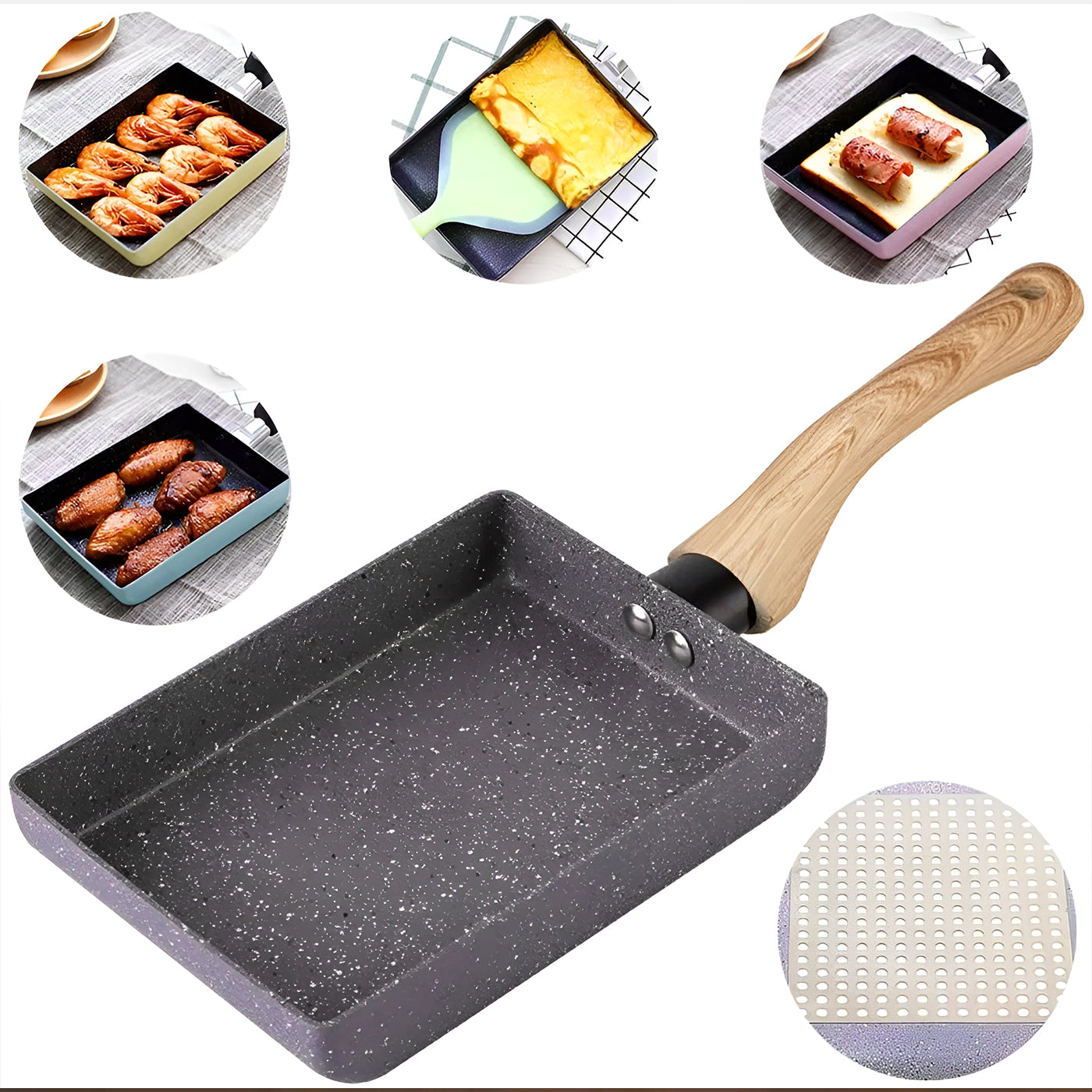 Non Stick Aluminium Tamagoyaki Pan | Omelette Pan | Nonstick Frying Pan | Egg Pan | Small Pans for Omelette | Nonstick Cookware | Small Fry pan for Cooking (Grey)