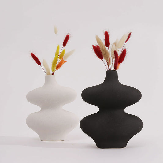 Infinity Vase White & Black Set of 2