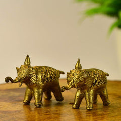 Handcrafted Brass Dhokra Elephant Tabletop Decor Artisan Elegance for Home.