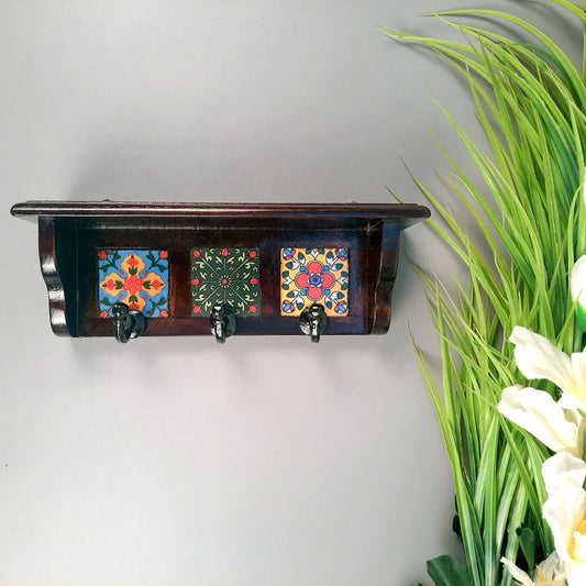 Key Holder Stand With Ceramic Tile Design