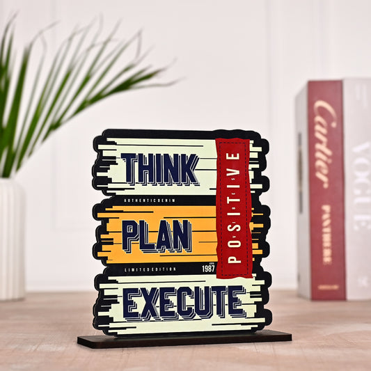 Wooden Think Plan Execute Table Top | Home Decor | Office Decor