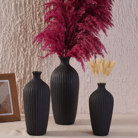 SAROI BLACK VASE SET OF 3