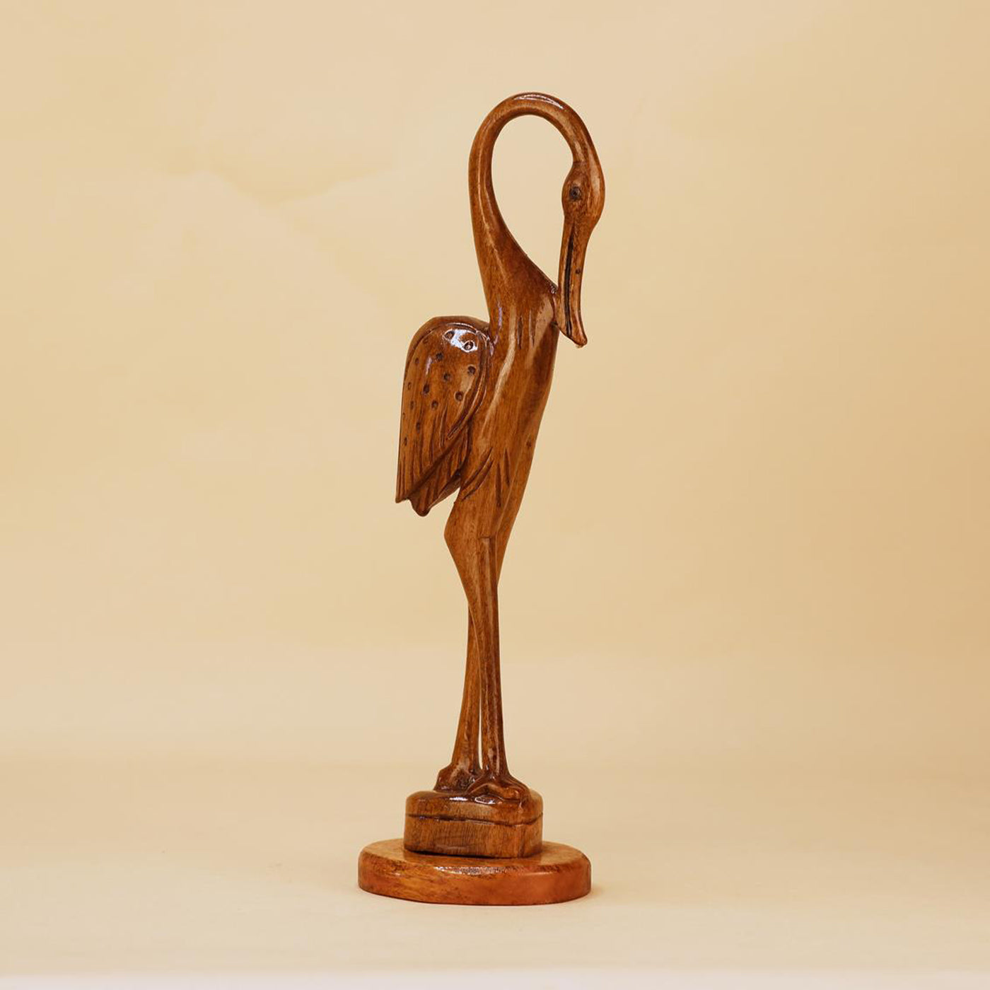 Hand-Carved Flamingo Tropical Elegance on Your Tabletop