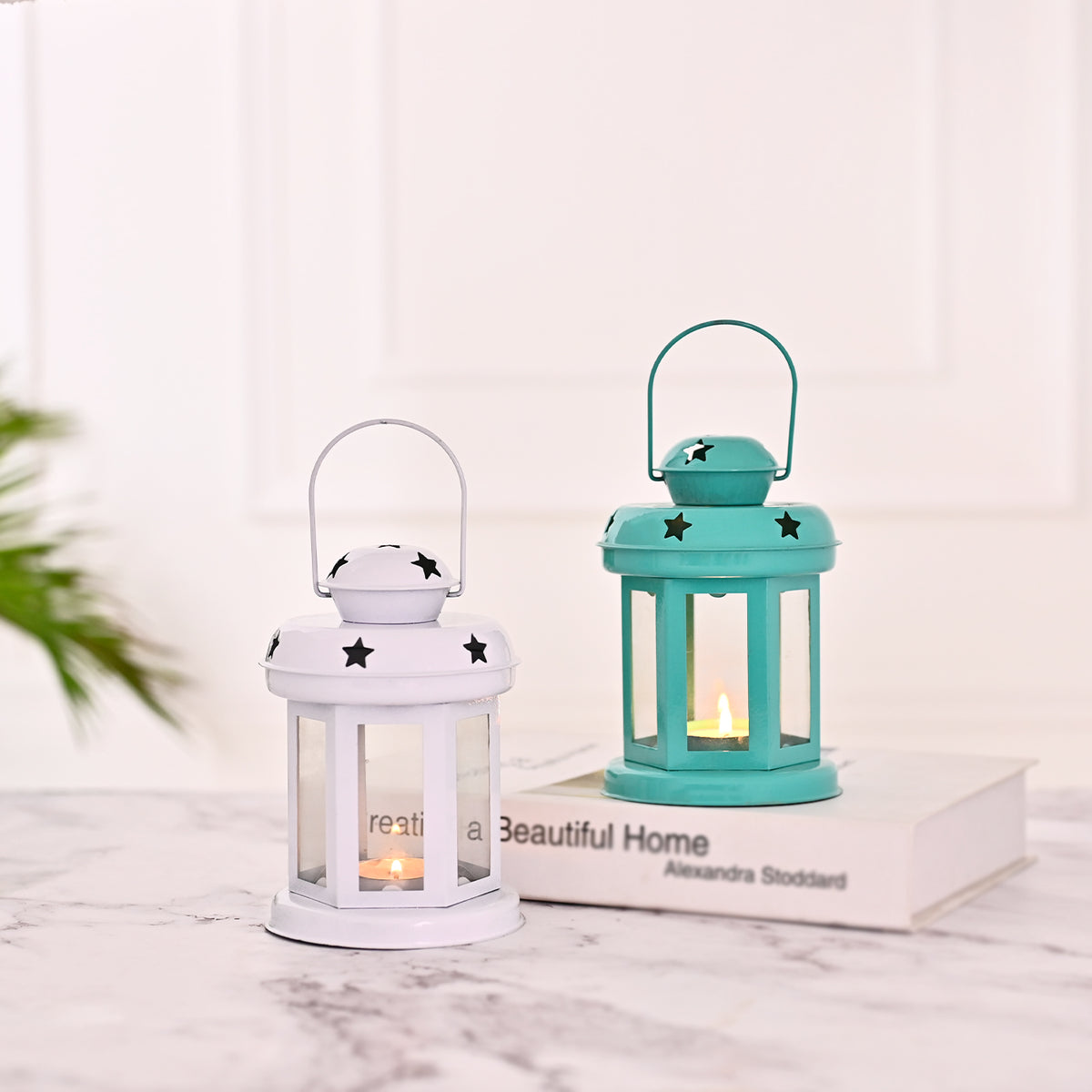 Bright Lanterns for decoration White and Teal blue