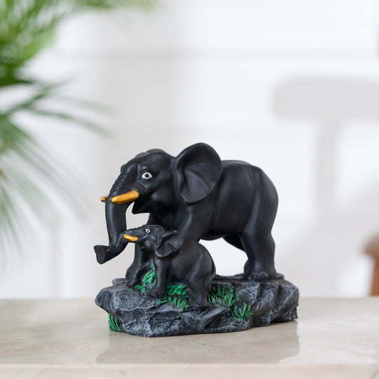 Guardian Elephant Black Polyresin Figurine
