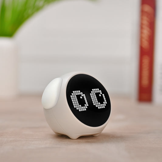 Cute Digital Emoticon Alarm Clock for kids & gifting purposes- White