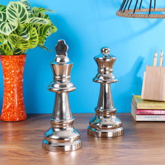 Decorative chess king queen nickel large