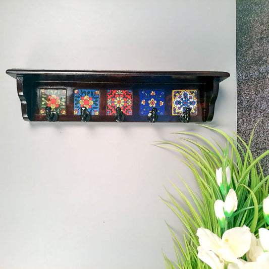 Key Holder Stand With Ceramic Tile Design