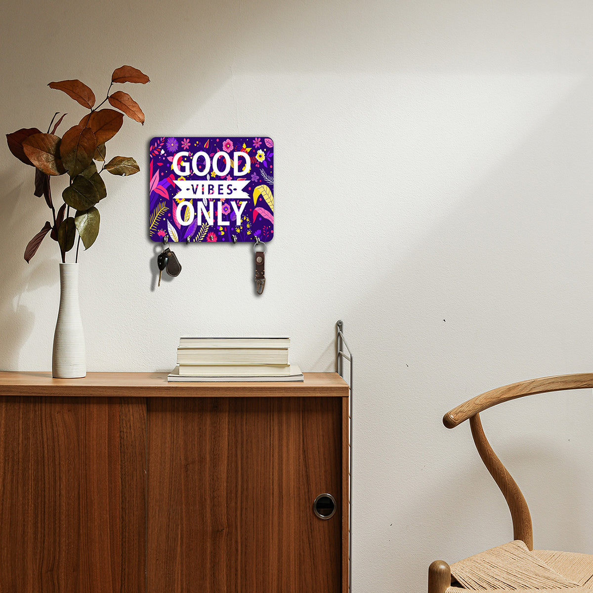 5 Hook good vibes only key holder | designer holder | home decor | wall decor | gifting
