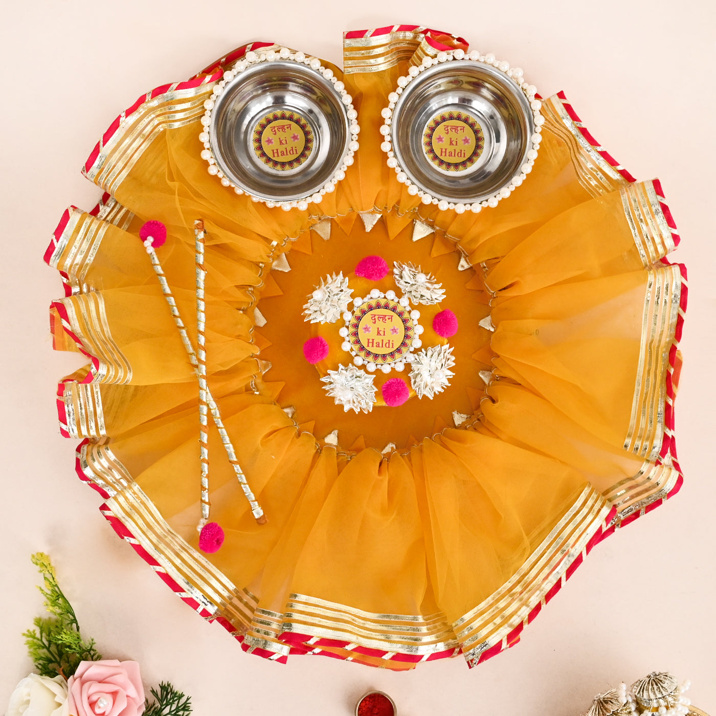 Floral Haldi Platter- Yellow