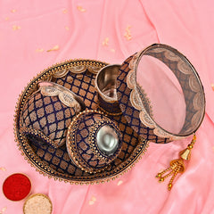 Handcrafted Karwa Chauth Thali Set - Dark Blue