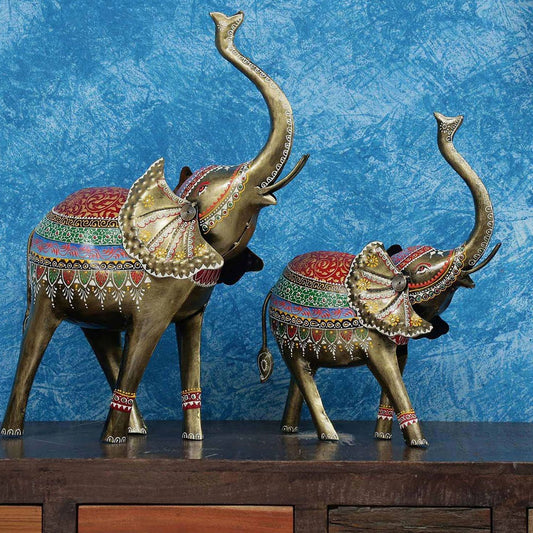 Elephant Large Animal Figurine, Set of 2