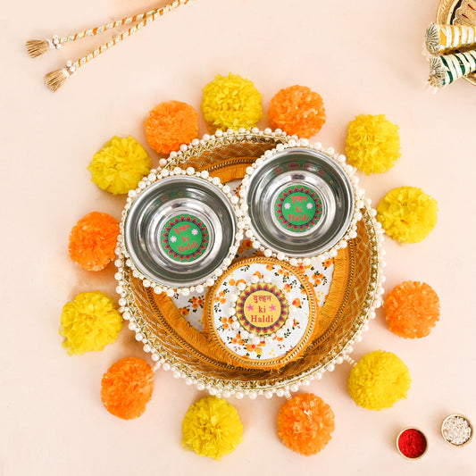 Floral Haldi Platter Small -Yellow