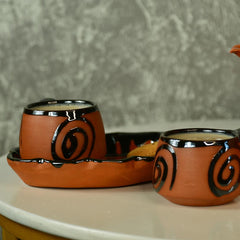 Terracotta Floral Cup Set Artistic Home Decor and Kitchenware