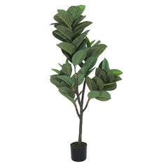 Artificial Real Touch Rubber Plant in a Black Pot for Interior Decor/Home Decor/Office Decor (125 cm Tall, Green)