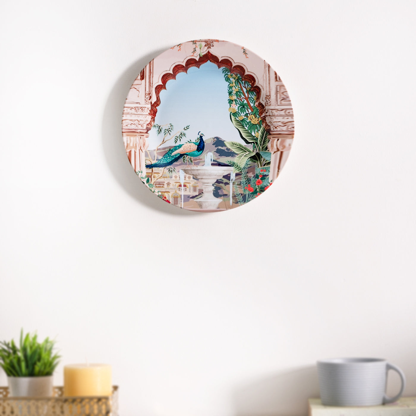 Timeless Tales Peacock Ceramic wall plates decor hanging / tabletop