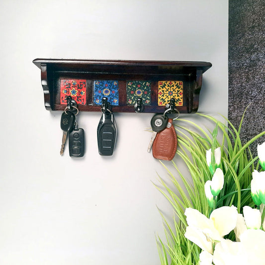 Key Holder Stand With Ceramic Tile Design