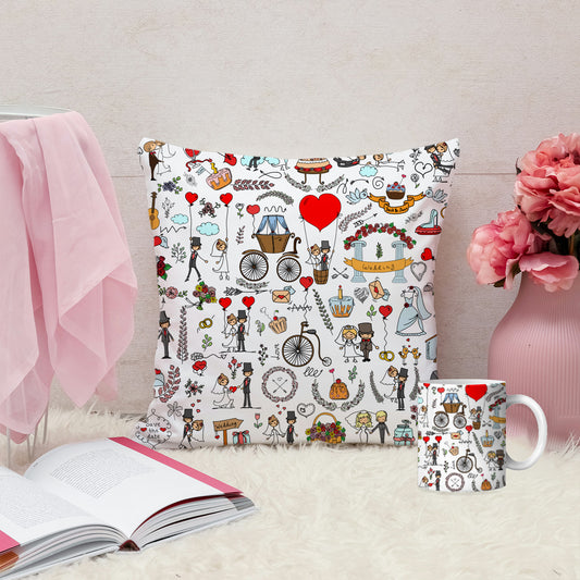 Set of 2 Printed Cushion And Mug Special Unique Birthday, Wedding, Anniversary Gifts