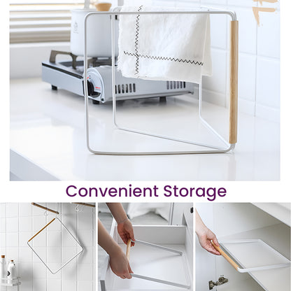 Dishcloth Drying Rack | 3 Arms Folding Dishcloth Holder for Home Kitchen (Size 28 x 4 x 26 cm) White