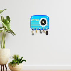 5 Hook retro radio design wooden key holder | wall decor | home decor | wall hanging