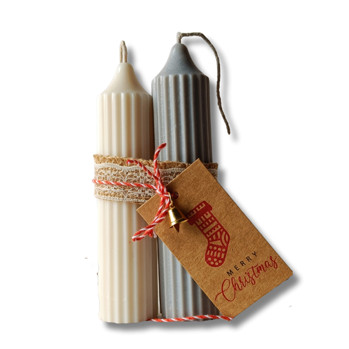 Christmas Special - Hope Pillar Candles - Set of 2 (Grey & White)
