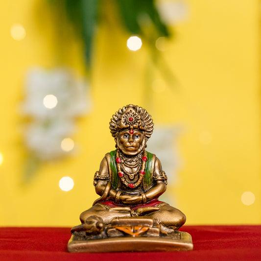 Car dashboard- Gold Resin Lord Hanuman Meditating Statue