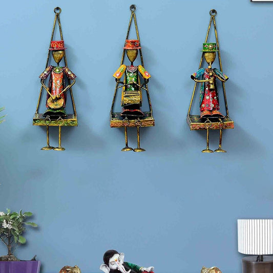 Musician hanging Metal Wall Art (Set of 3)