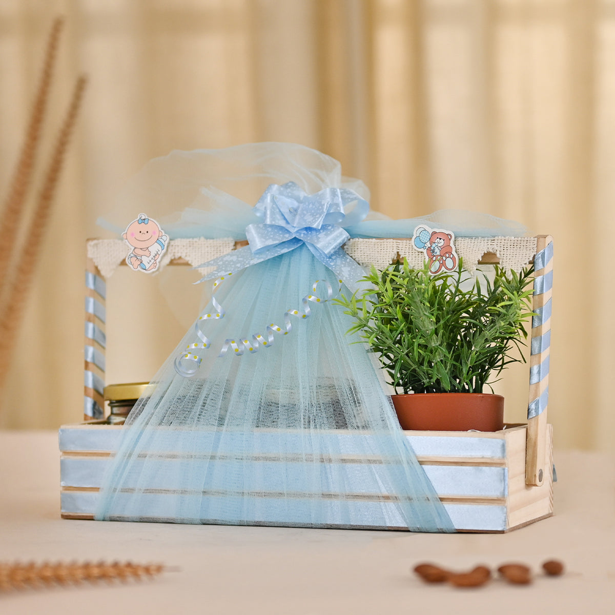 Wooden Basket for Gift Hamper Fancy Handmade Basket ideal for Wedding Gifting, Birthday Gift Thanks(GH-004)