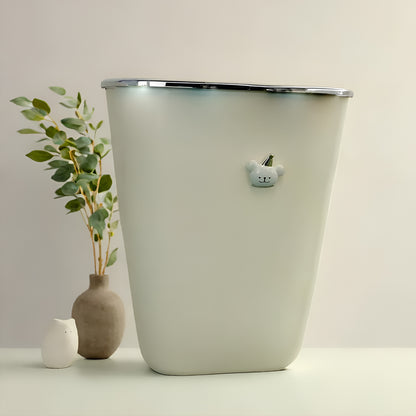 Trash Can Box | Waste Dustbin | Table Dustbin | Garbage Can Desktop Dust Bathroom Garbage Bin Plastic Dustbin (23.5 cm x 23.5 cm x 30) Off White