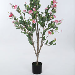 Artificial Camelia Rose Flowers Plant for Home Decor/Office Decor/Gifting | Natural Looking Indoor Plant (With Pot, 120 cm, Pink)