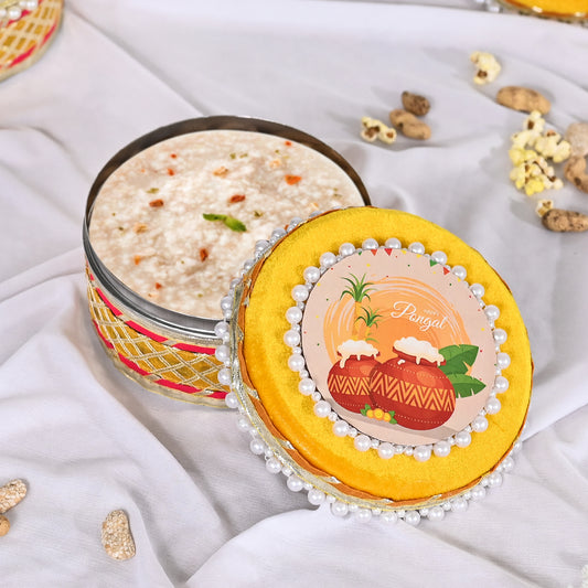 Happy Pongal Sweet Box,Dry Fruit Box with Lid, Return Gifts for Pooja, Serving Bowls
