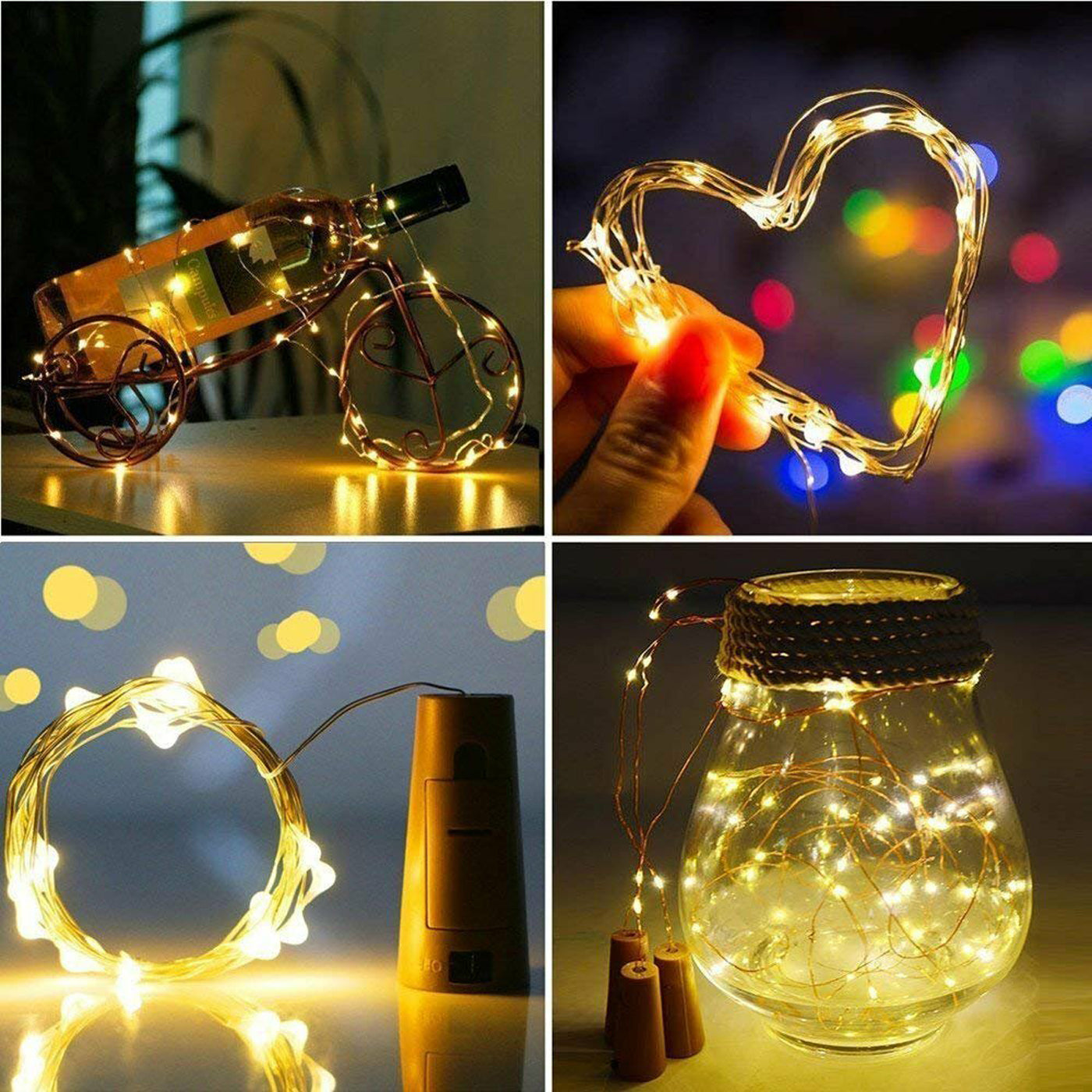 DecorTwist LED Copper String Cork Light for Home and Office Decor| Indoor & Outdoor Decorative Lights|Diwali |Wedding | Diwali | Wedding (Copper String Cork, 4)